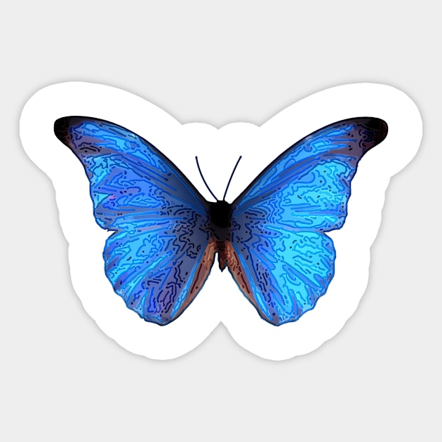 Blue Butterfly Line Art Design Sticker by PhotoArts